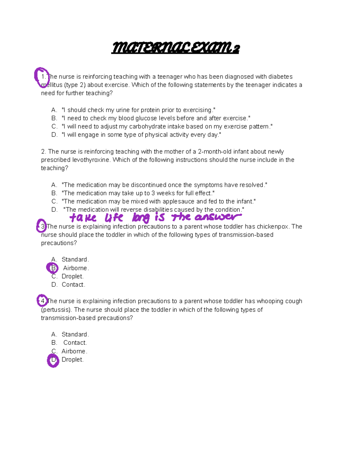 Maternal Exam 2 - Review Questions and Answers - Studocu