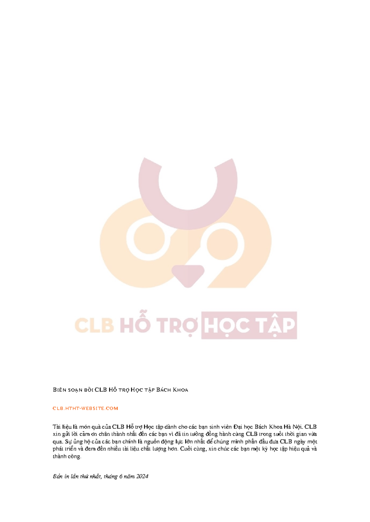 Quyển Giải tích 3 - Bộ Kỹ Năng A+ - 2024.2 - CLB Hỗ Trợ Học Tập - Document Preview