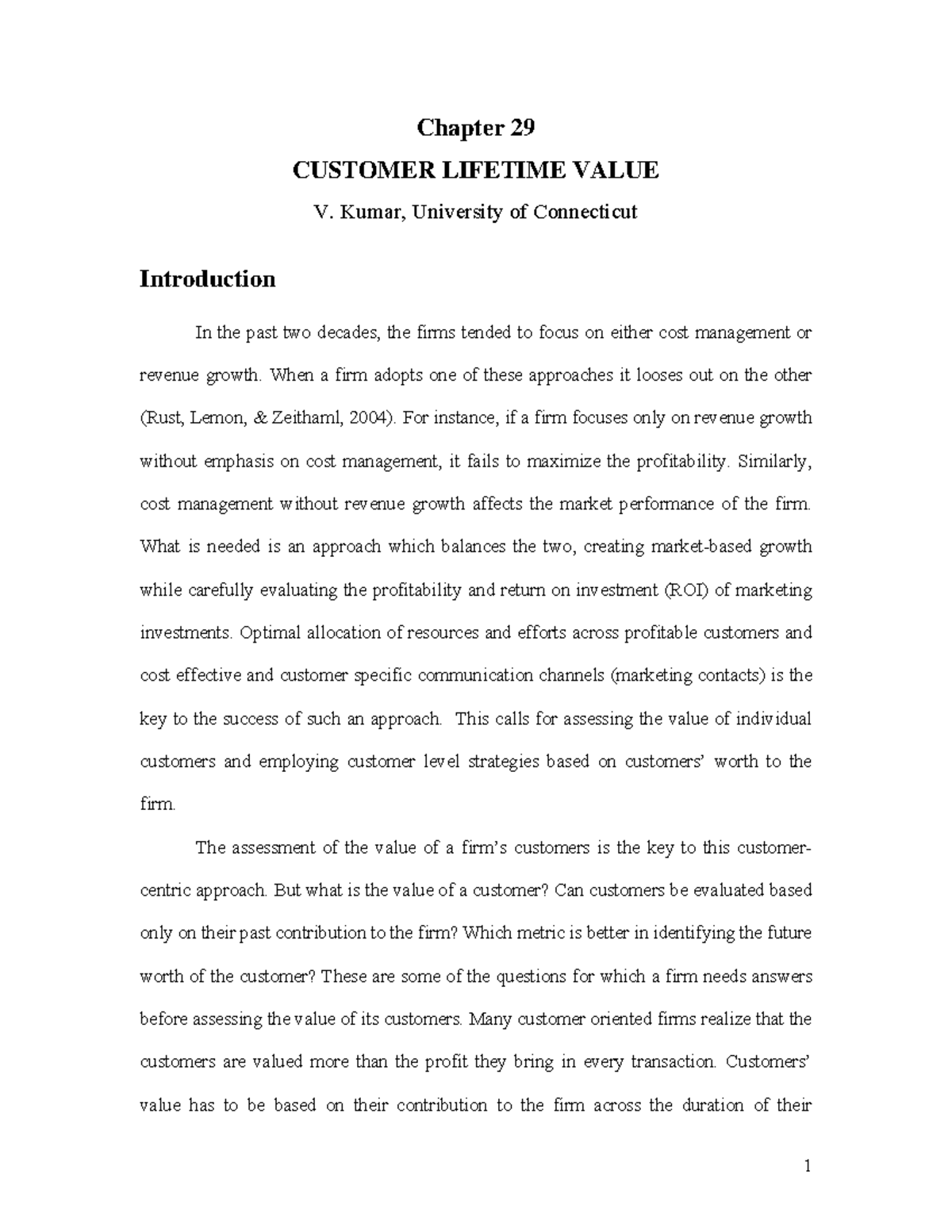 Chapter 29: Customer Lifetime Value Analysis (MKTG 101) - Studocu