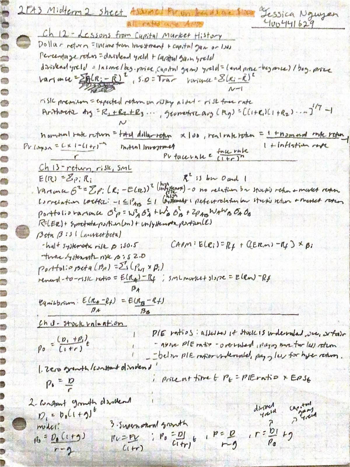 2FA3 Midterm 2 Study Guide: Key Concepts in Capital Markets - Studocu