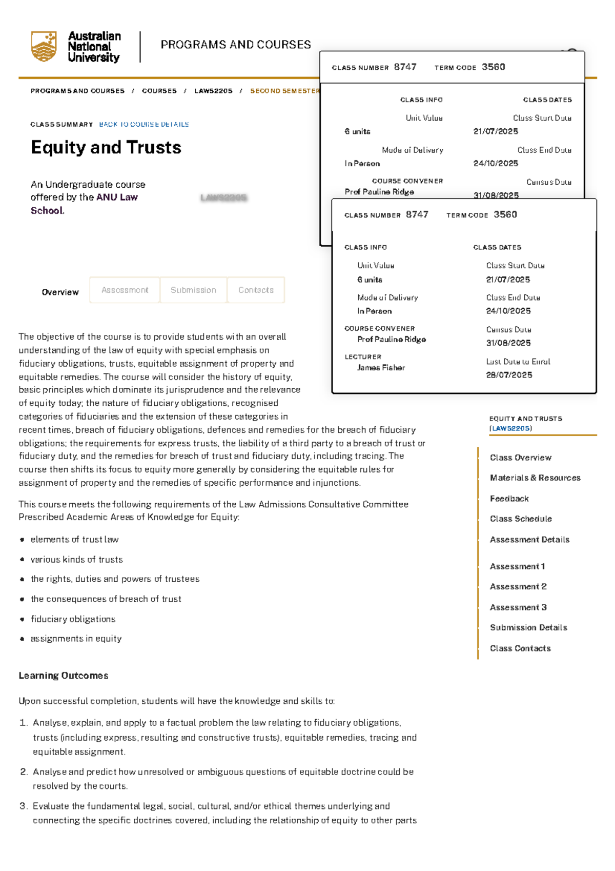 Equity and Trusts (LAWS2205) - Class Summary for 2025 - Studocu