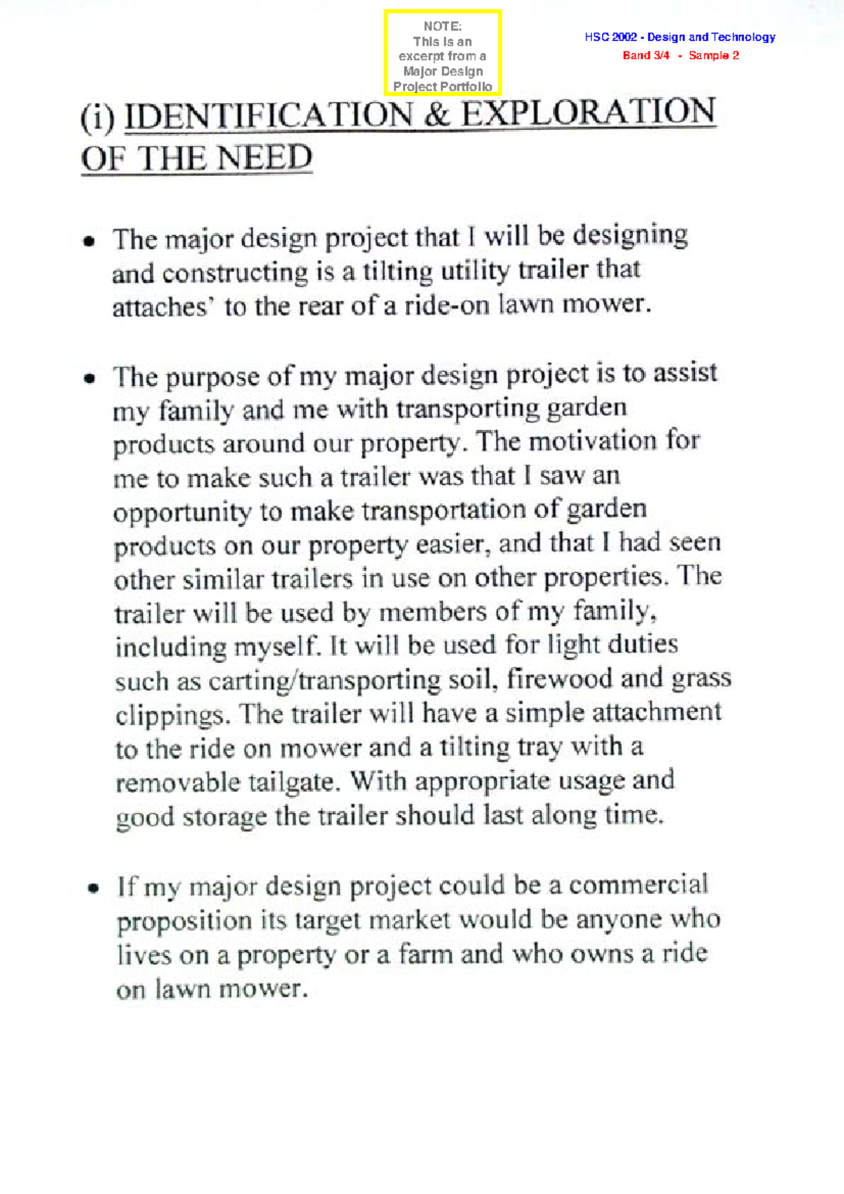 Major Design Project Portfolio HSC 2002: Band Sample 2 - Studocu