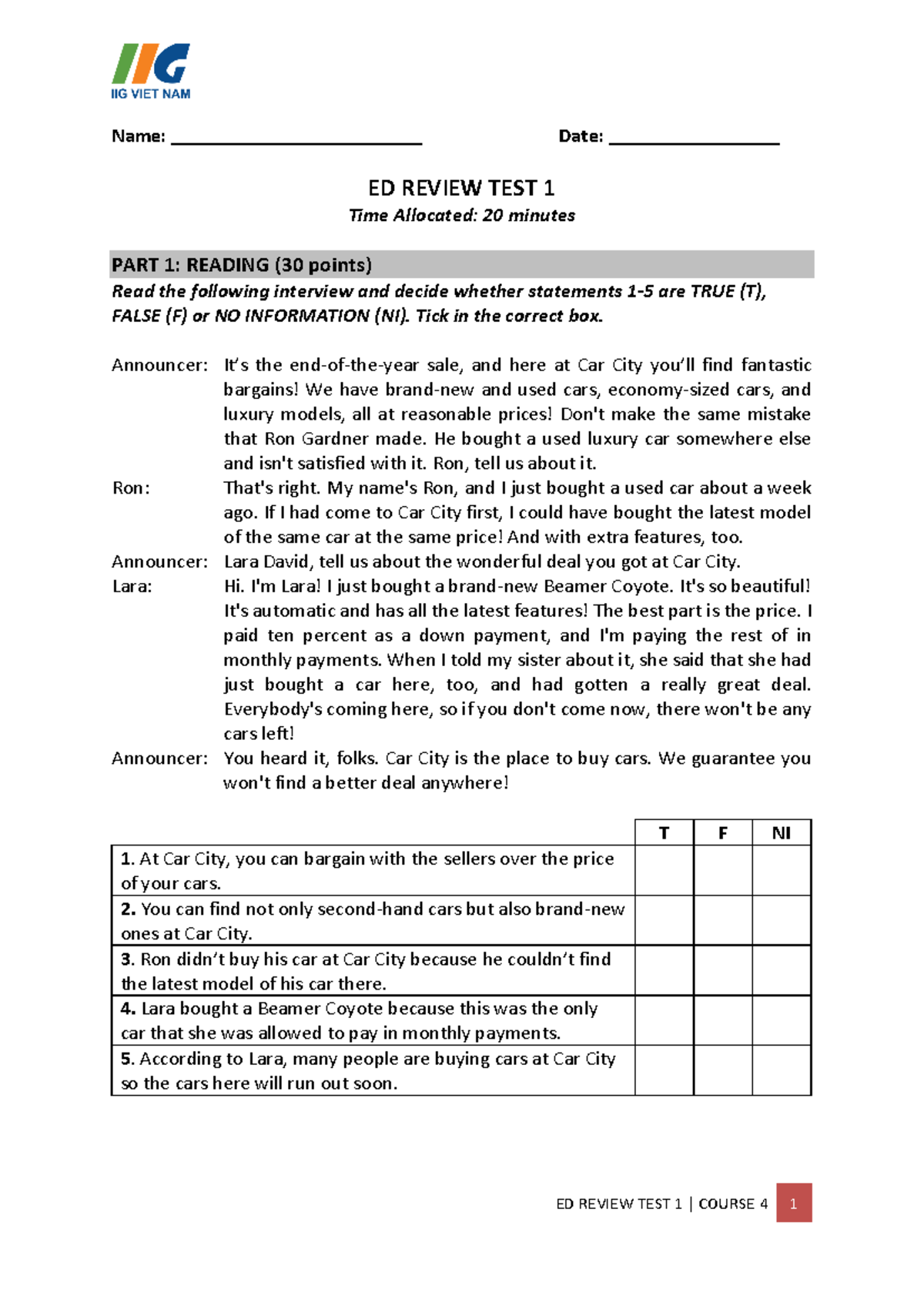 ED Review Test 1 (Course 4) - Comprehensive Assessment Guide - Studocu