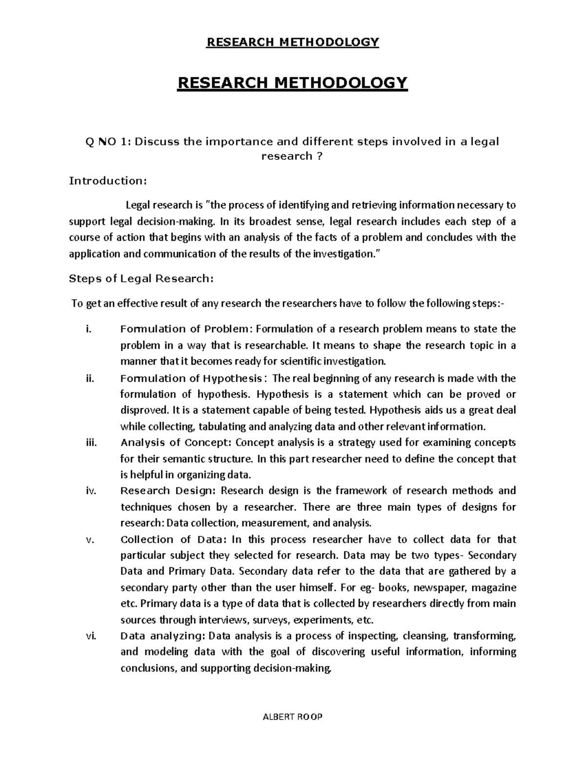Research Methodology - Study materials - RESEARCH METHODOLOGY Q NO 1 ...