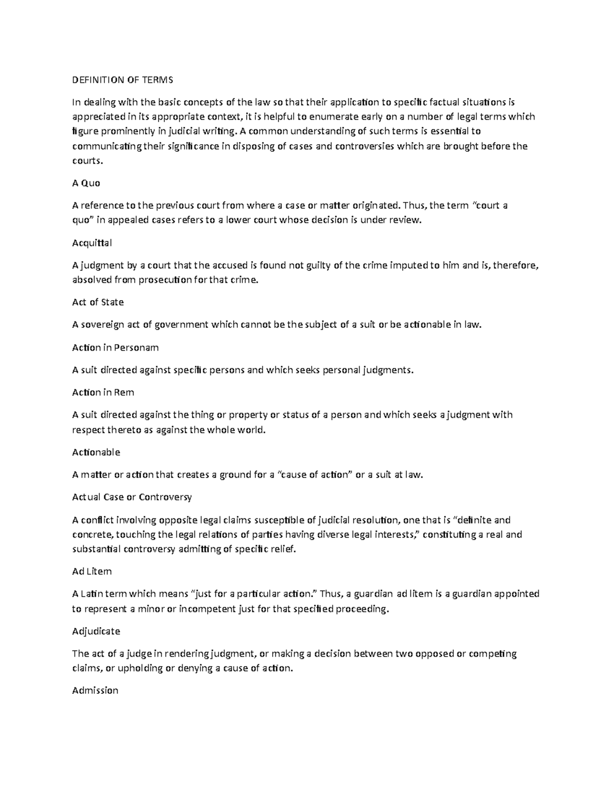 Legal Terms Glossary for Court Proceedings - Studocu