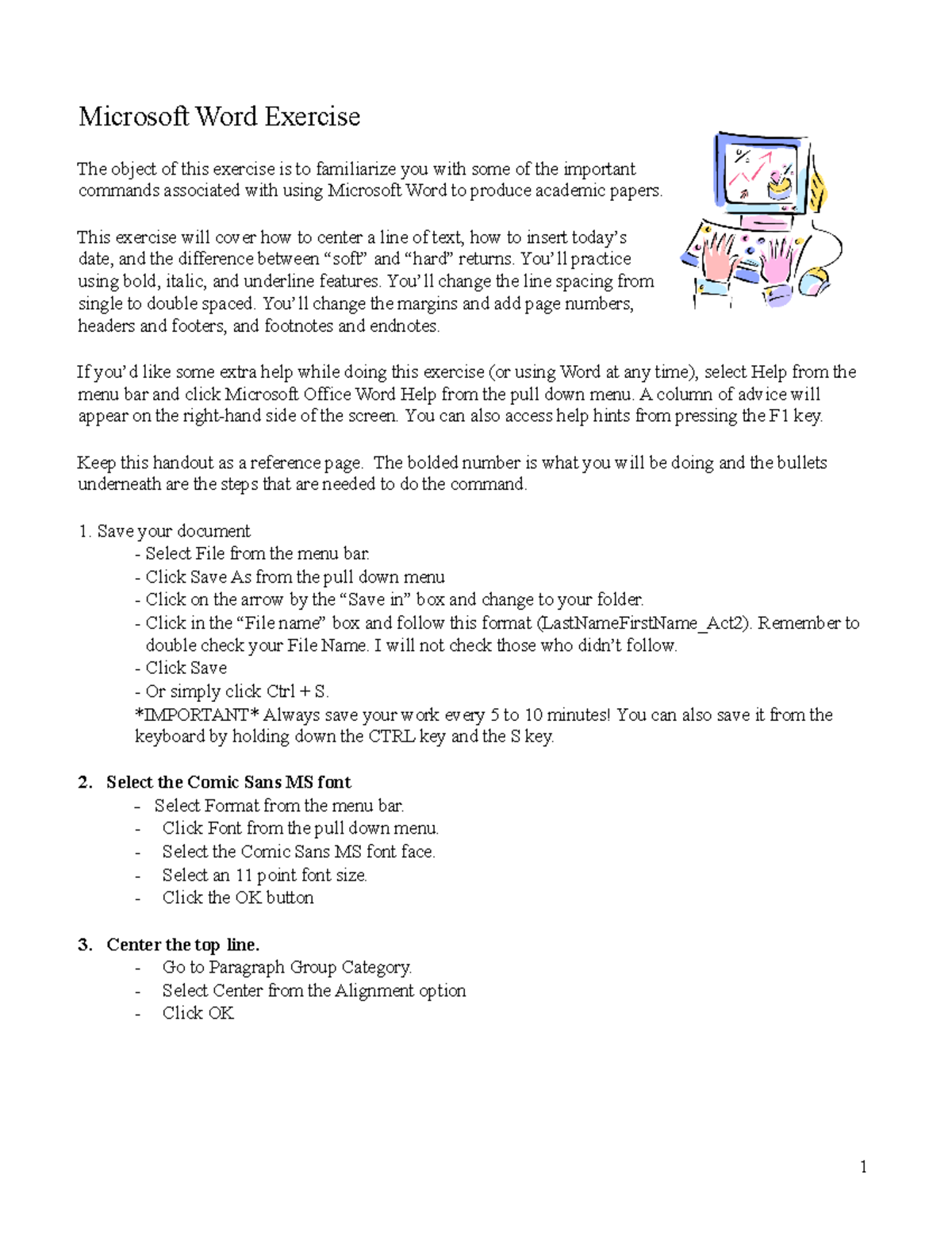 Microsoft Word Exercise Activity-2 - Microsoft Word Exercise The object ...