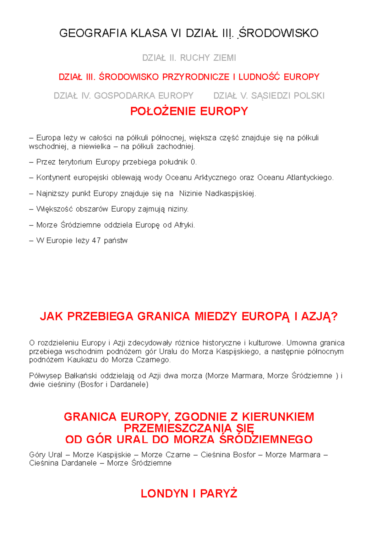 Geografia Klasa VI: Środowisko Przyrodnicze i Ludność Europy