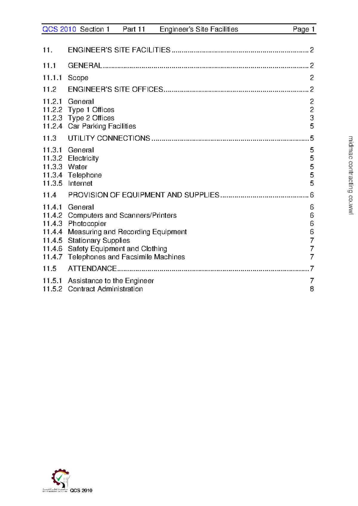 Final Exam Notes: Engineers Site Facilities (Course Code: Part 11 ...