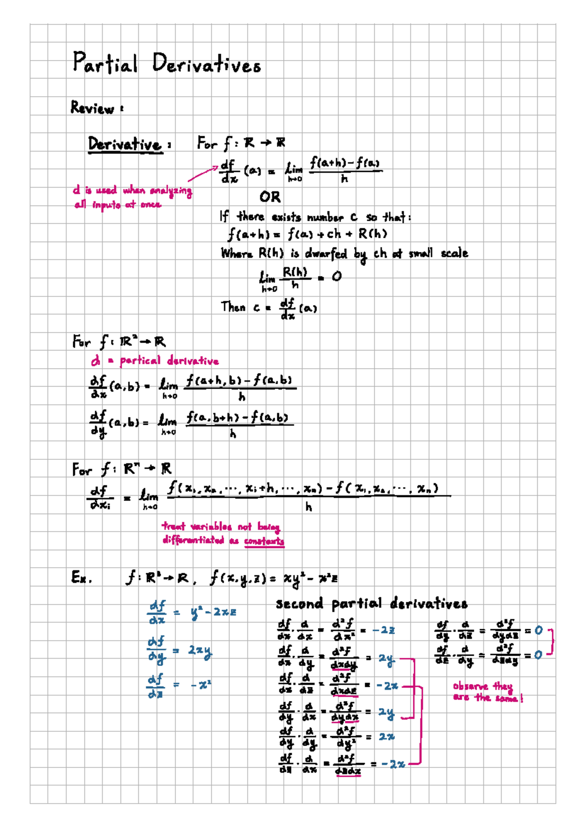 MATH 222 Final Exam Notes: Review of Partial Derivatives Concepts - Studocu