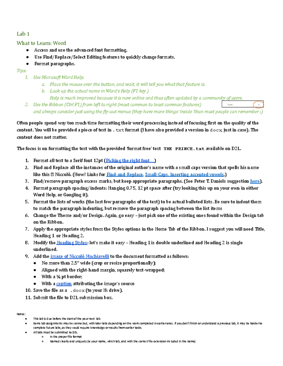 Lab 1 - Advanced Word Formatting Techniques and Tips - Studocu