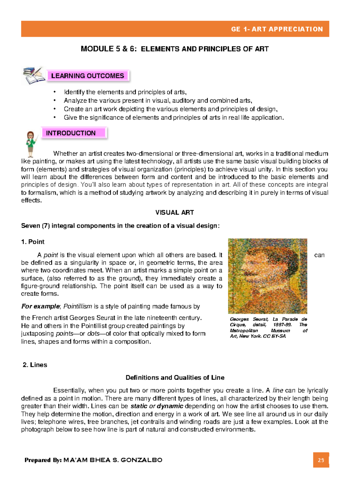 GE ART APPRECIATION MODULE 5 & 6: ELEMENTS AND PRINCIPLES OF ART - Studocu