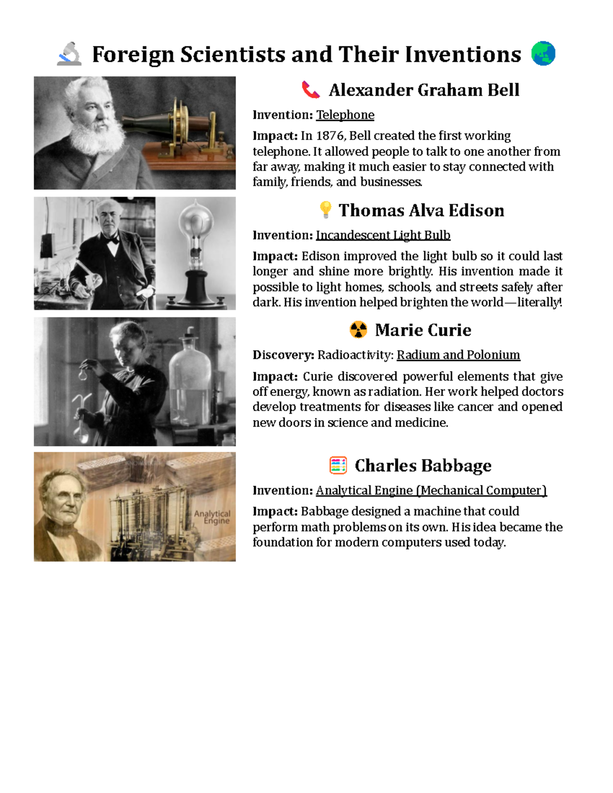 Amazing Scientists and Their Inventions: A Study of Innovations - Studocu