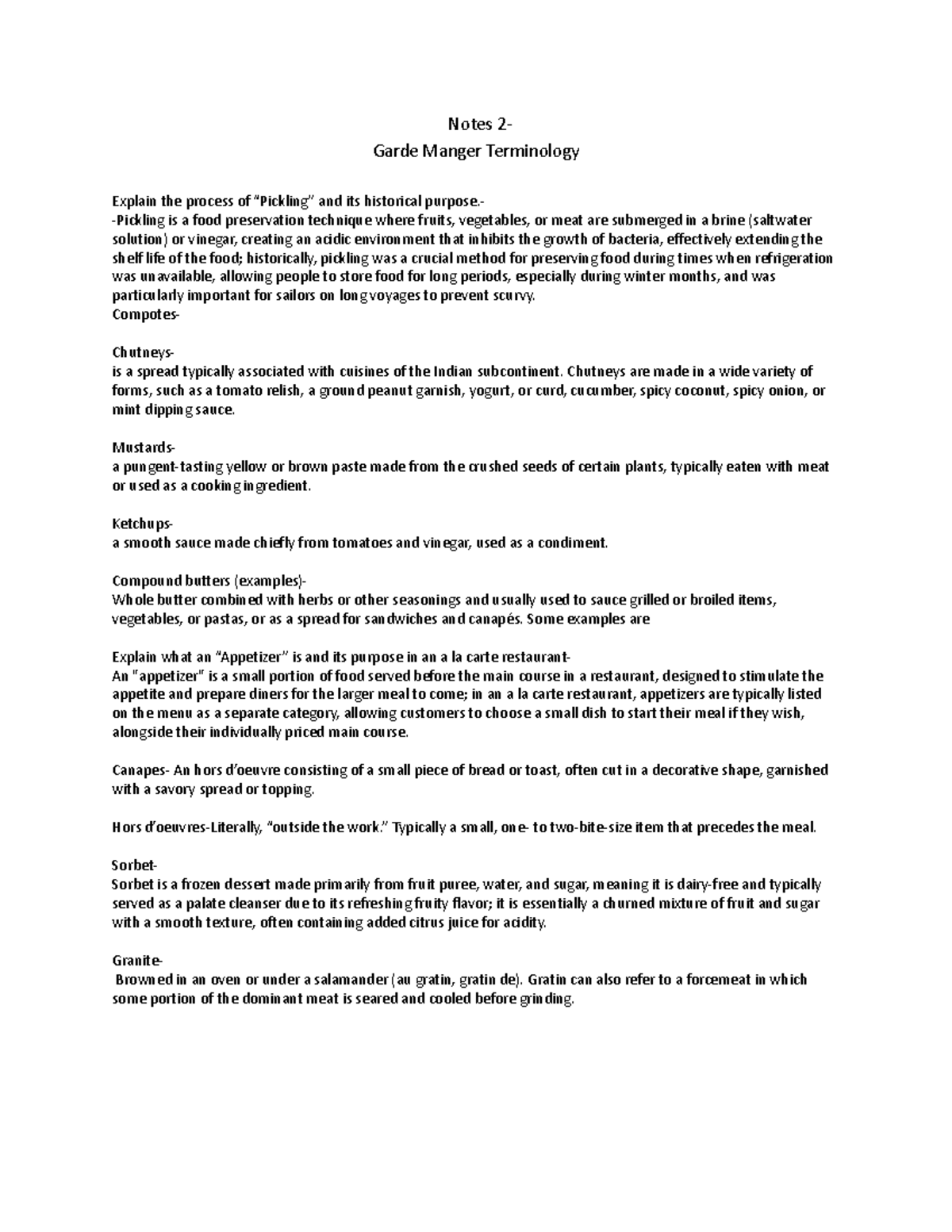 Garde Manger Terminology and Food Preservation Techniques 101 - Notes 2 ...
