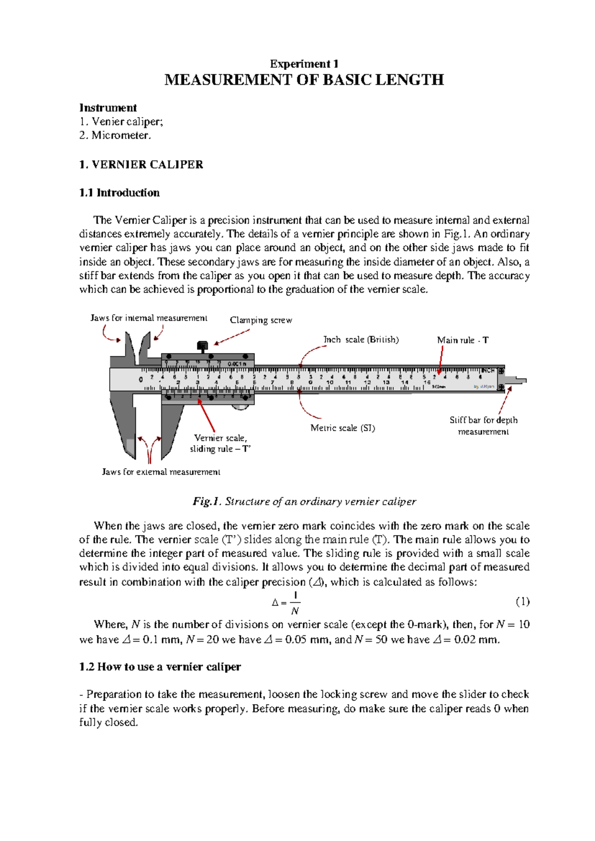 1-Measurement of basic constants - Experiment 1 MEASUREMENT OF BASIC ...