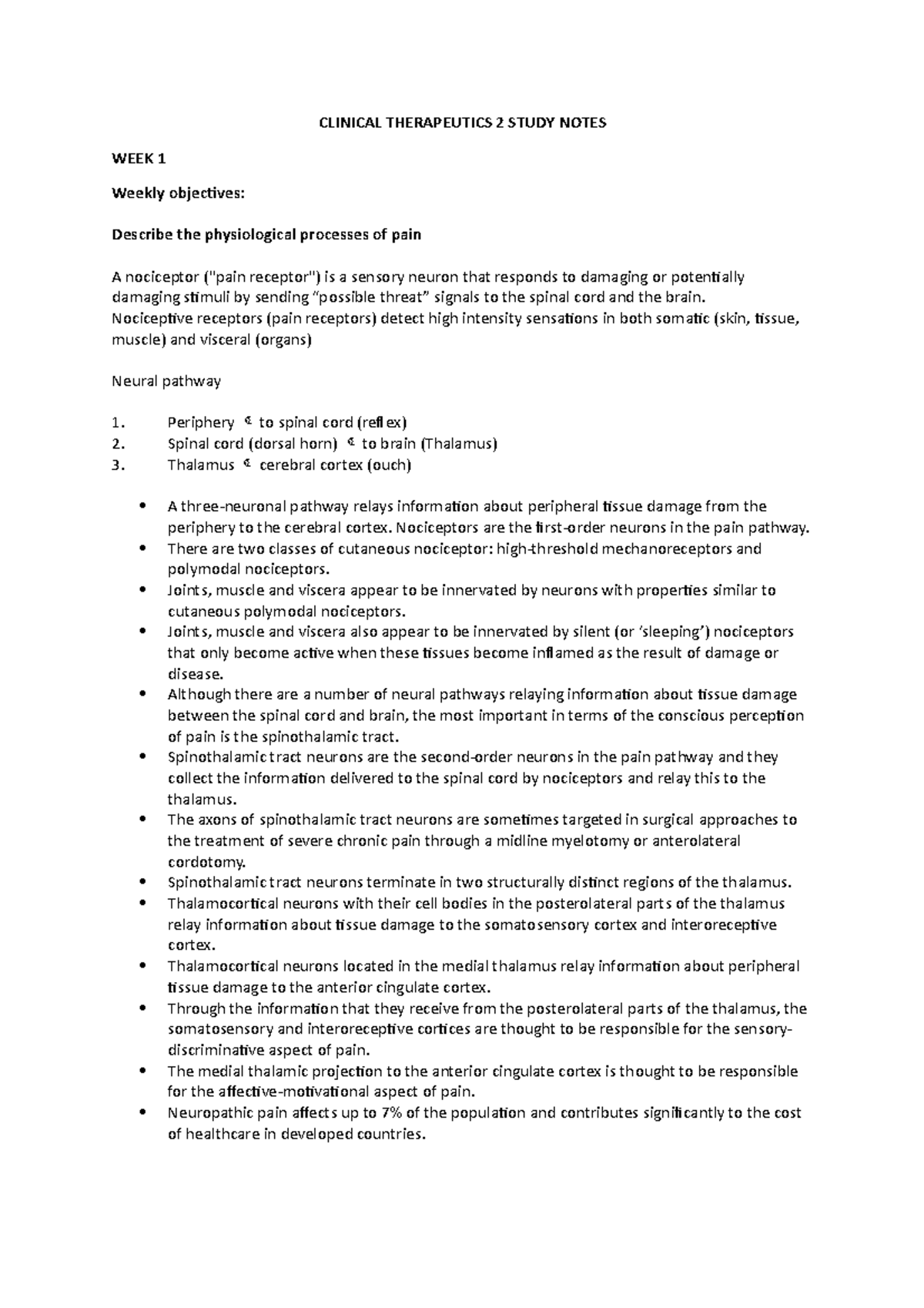 Clinical Therapeutics 2 Study Notes - CLINICAL THERAPEUTICS 2 STUDY ...