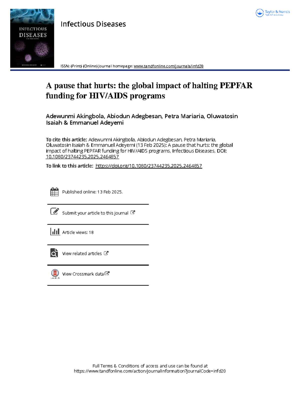 A pause that hurts: the global impact of halting PEPFAR funding for HIV ...