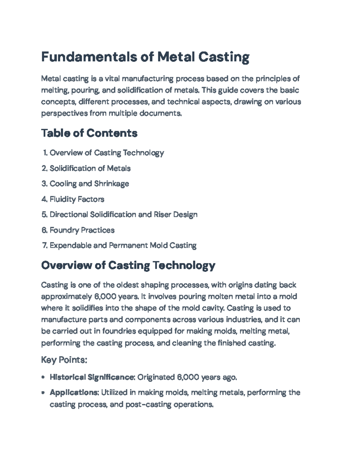Fundamentals of Metal Casting: Principles and Practices in ...