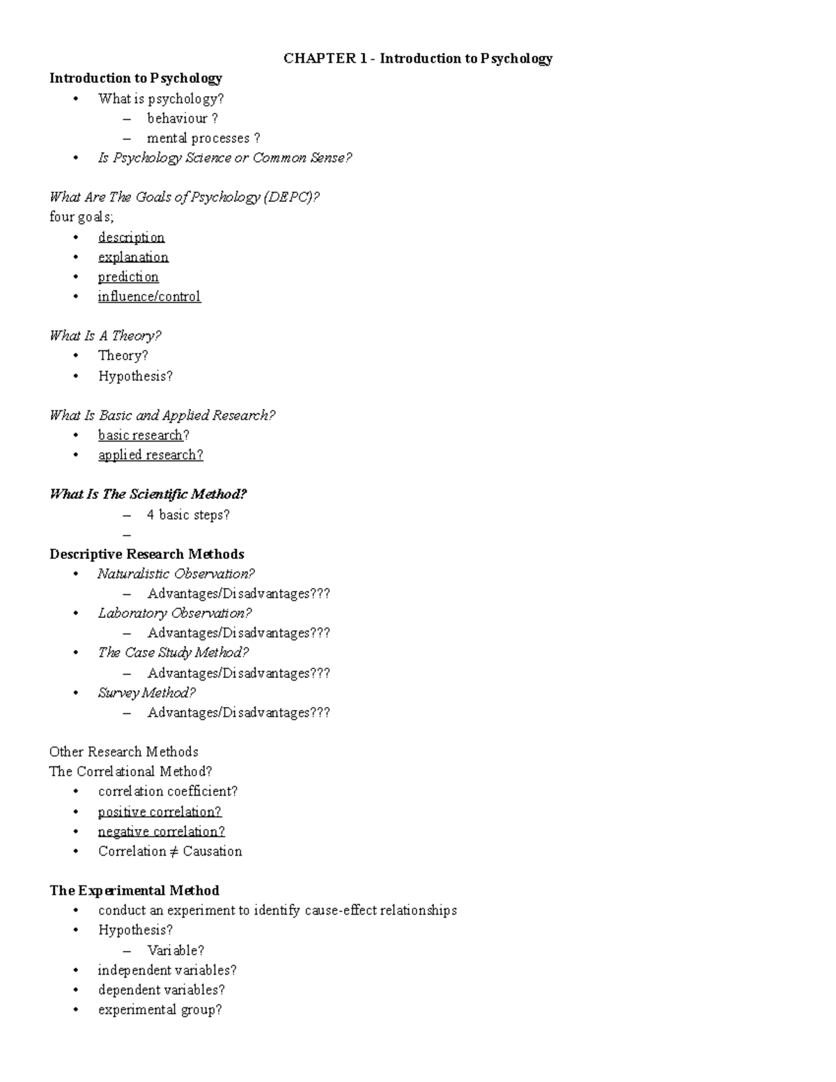 Test 1 Review for Psychology: Chapters 1, 2, and 3 Insights - Studocu
