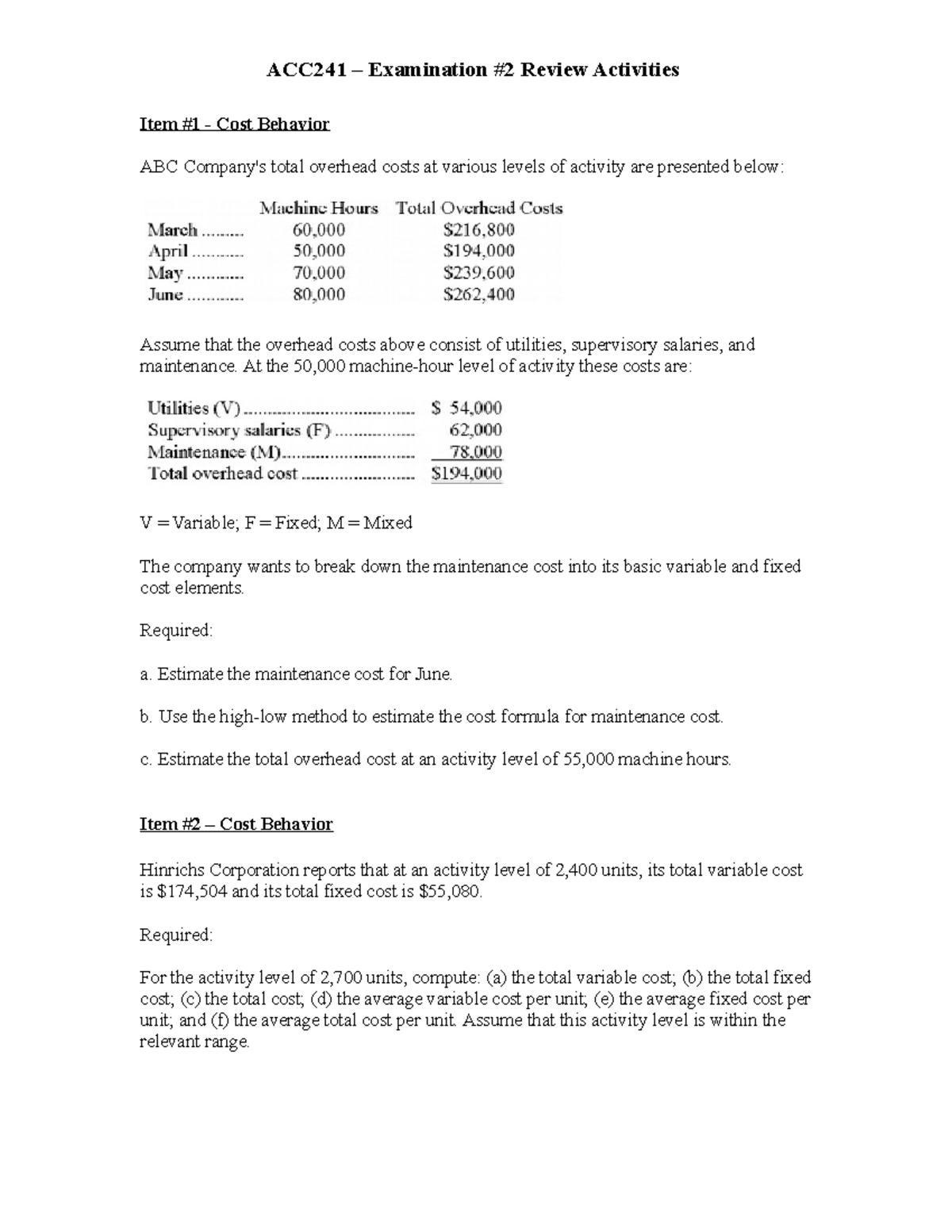 Cost Behavior & Business Decisions Analysis (ACCT 301) - Studocu