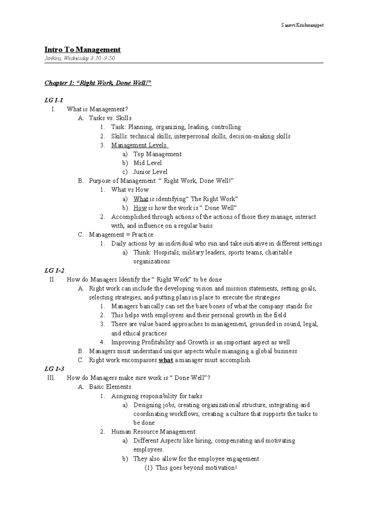 Intro to Management Study Guide (MGMT 101) - Chapter 1 Overview - Studocu