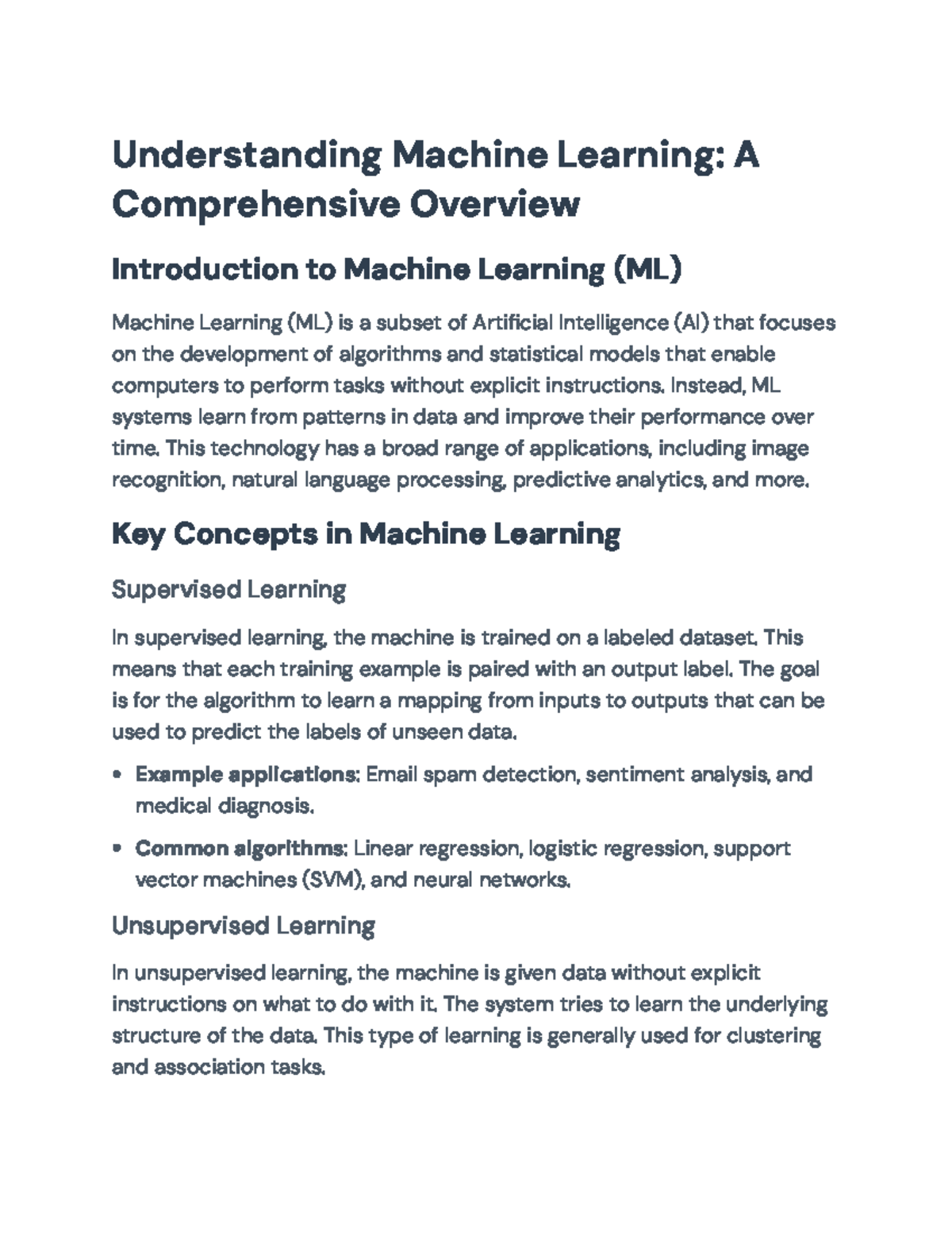 Machine Learning Overview: Concepts, Algorithms, and Applications ...