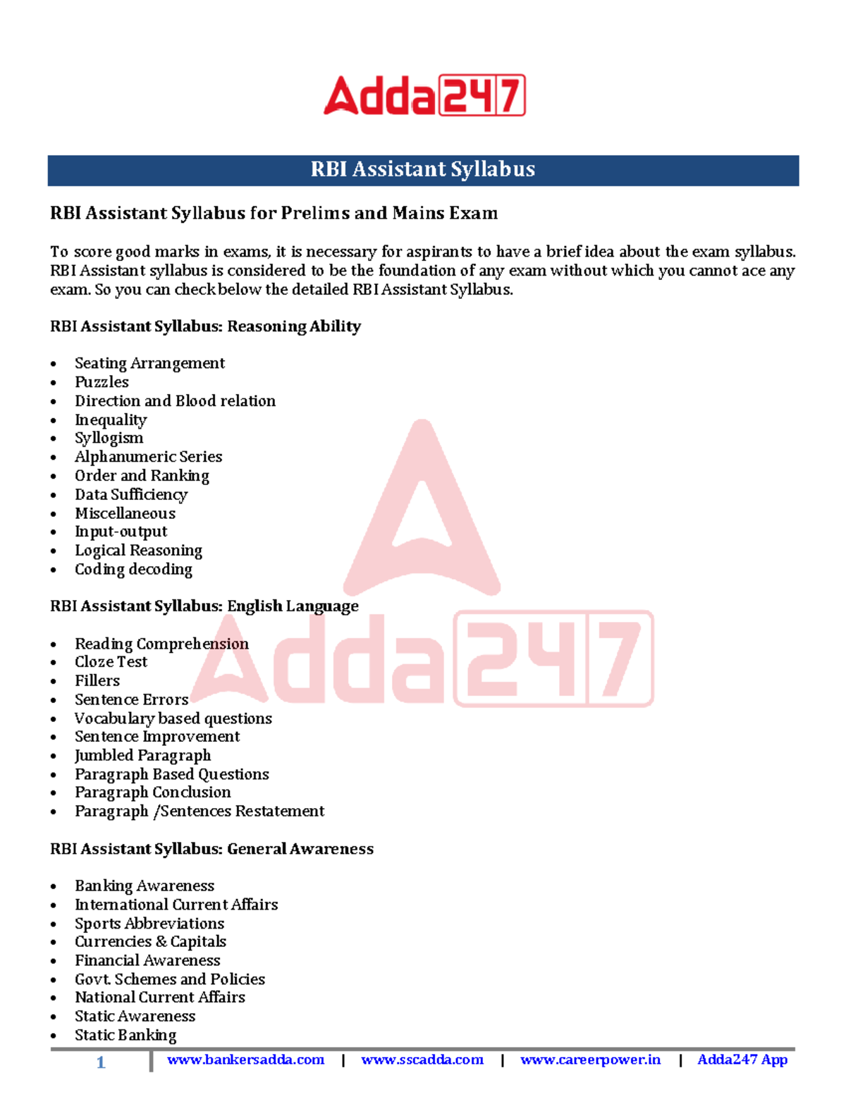 RBI Assistant Exam Syllabus: Prelims & Mains Breakdown Guide - Studocu