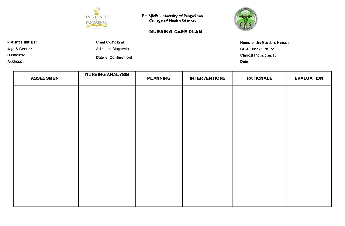 NCP template 2 1 1 - for lec purpose - Mother and Child - PHINMA ...