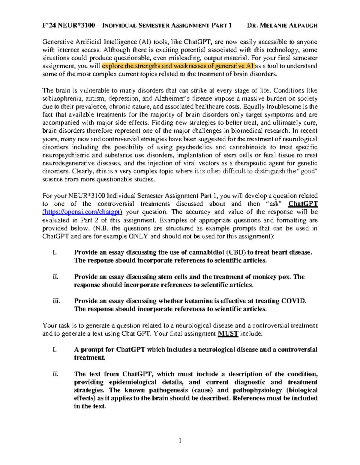 NEUR*3100 Final Assignment Part 1: Exploring Controversial Treatments ...