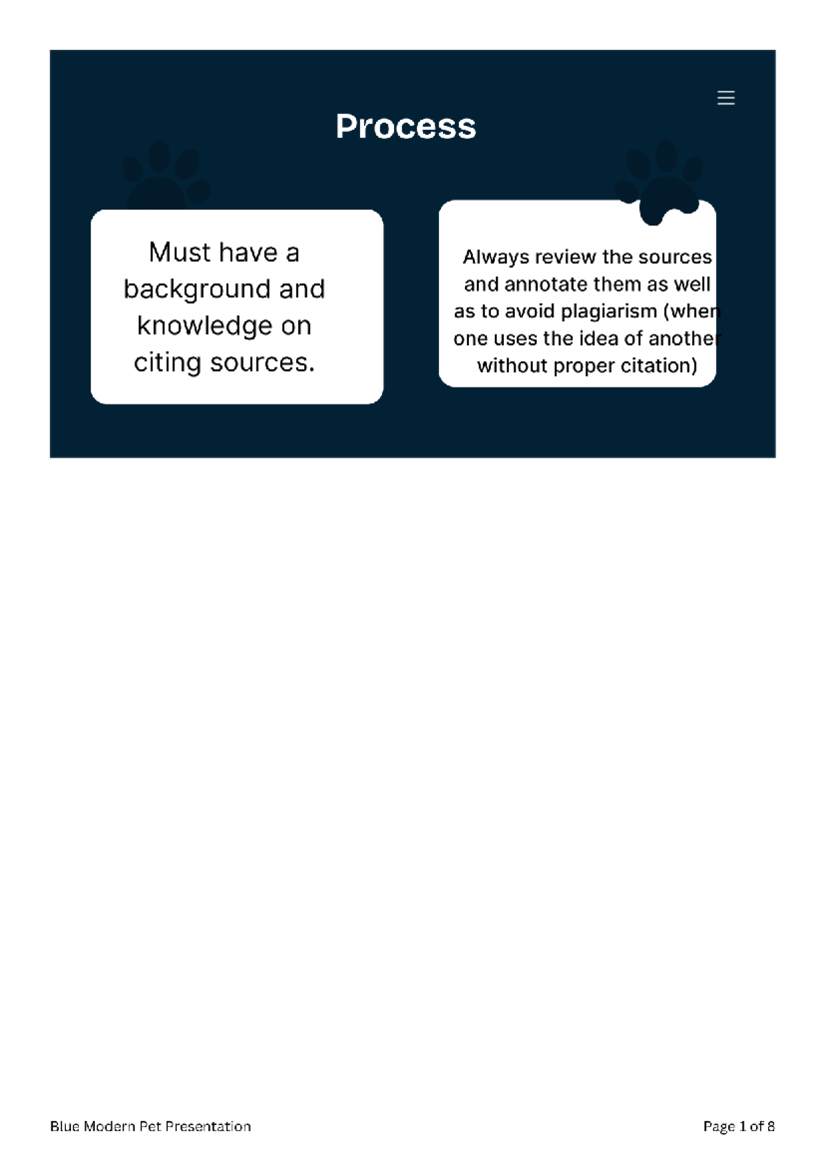 Blue Modern Pet Presentation: Annotating Sources & Avoiding Plagiarism ...