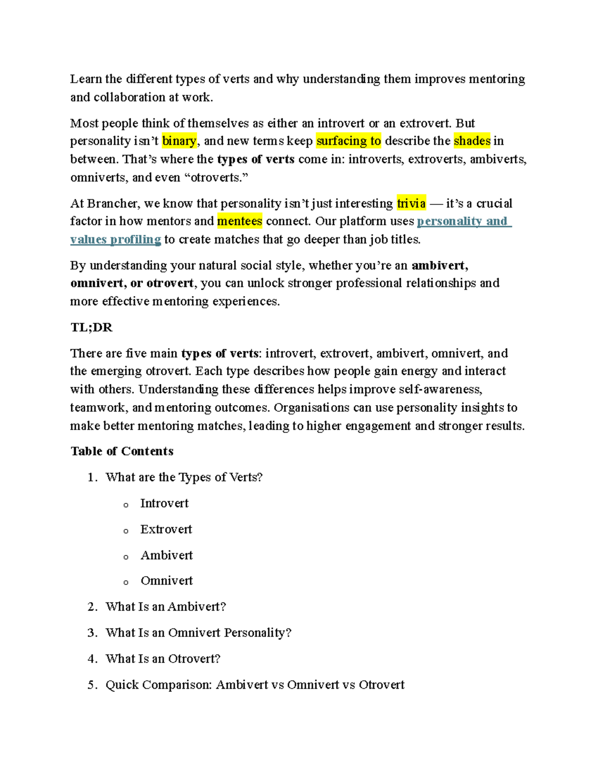 Understanding Personality Types: Verts and Their Impact on Mentoring ...