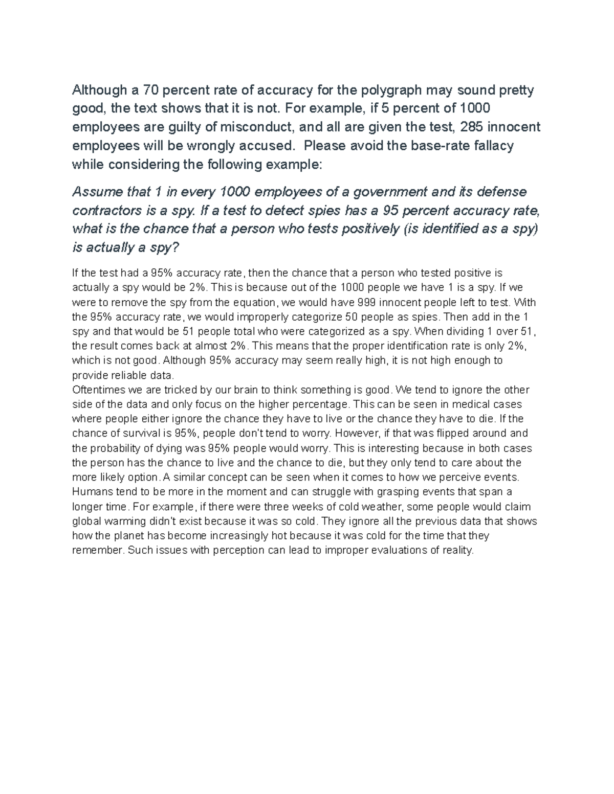 Accuracy Assignment - Chapter Exercises on Polygraph Misconceptions ...