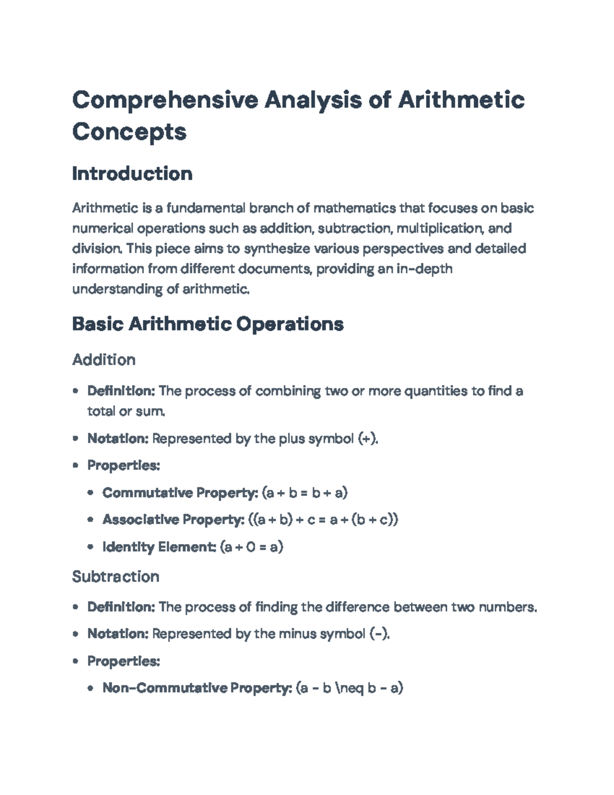 Comprehensive Guide to Basic and Advanced Arithmetic Concepts ...