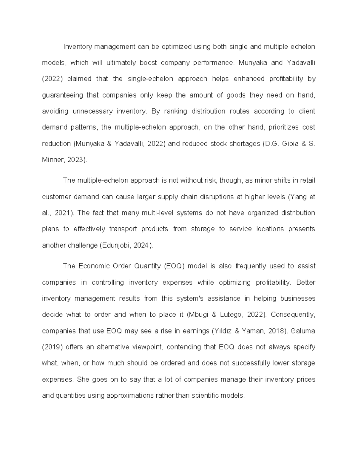 RRL- Final Exam - Optimizing Inventory Management Strategies - Studocu