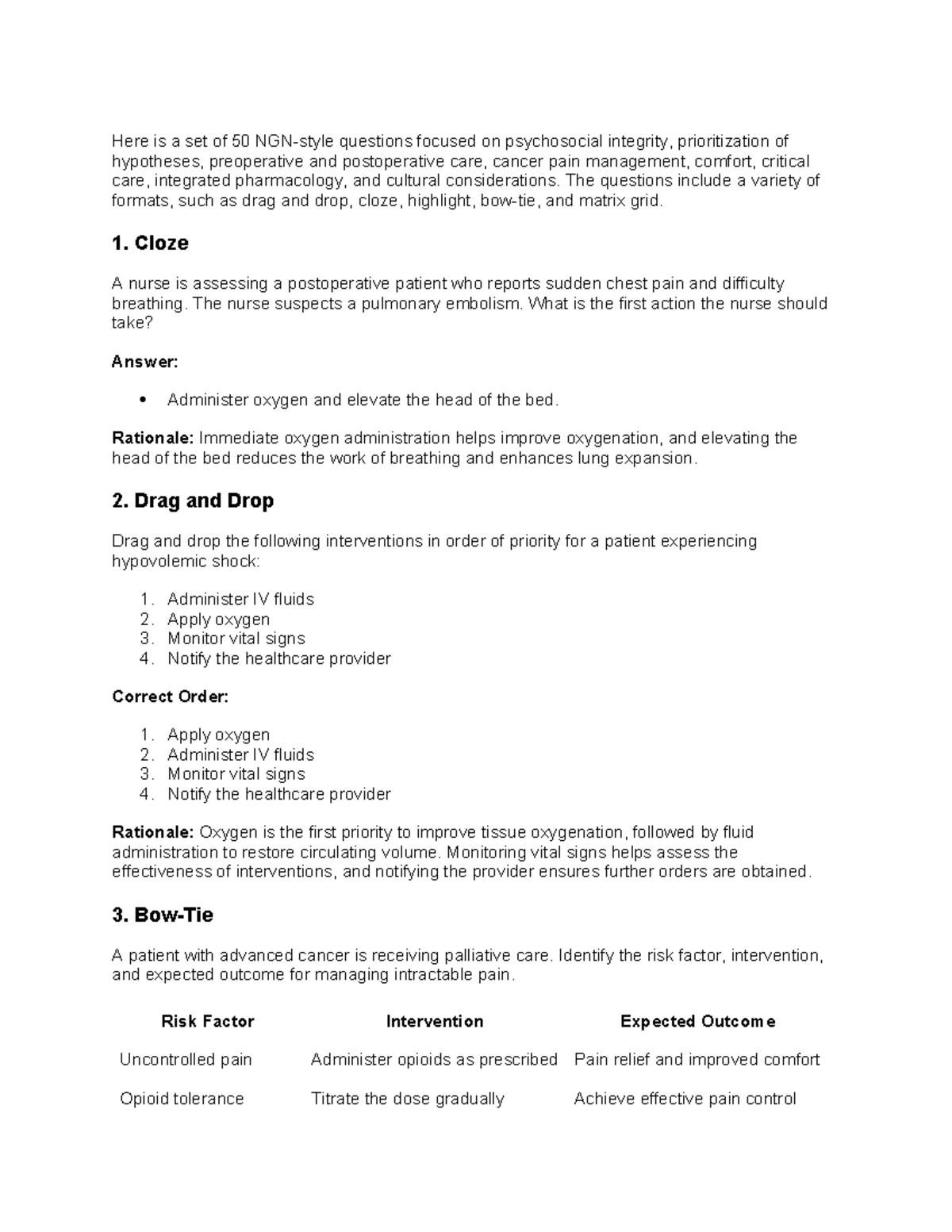 50 NGN style questions on psychosocial integrity prioritization of ...