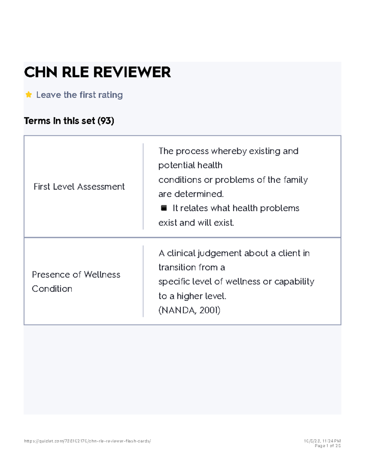 CHN RLE Final Exam Reviewer - BS Nursing Study Notes - Studocu