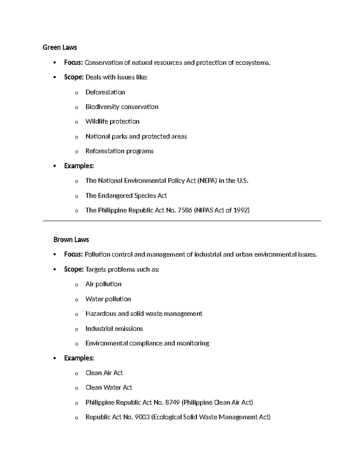 Green Laws (ENV 101): Conservation of Natural Resources and Ecosystems ...