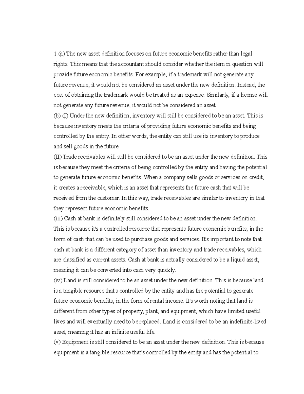 Assets new definition - 1.(a) The new asset definition focuses on ...