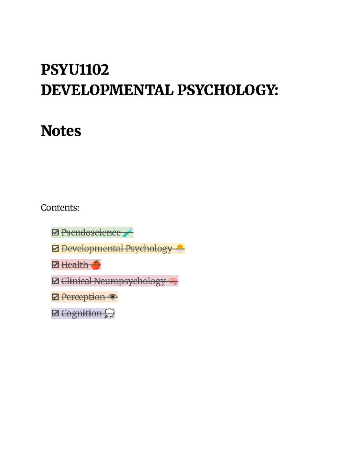 PSYU1102 Detailed Notes - PSYU1102 - PSYU DEVELOPMENTAL PSYCHOLOGY ...