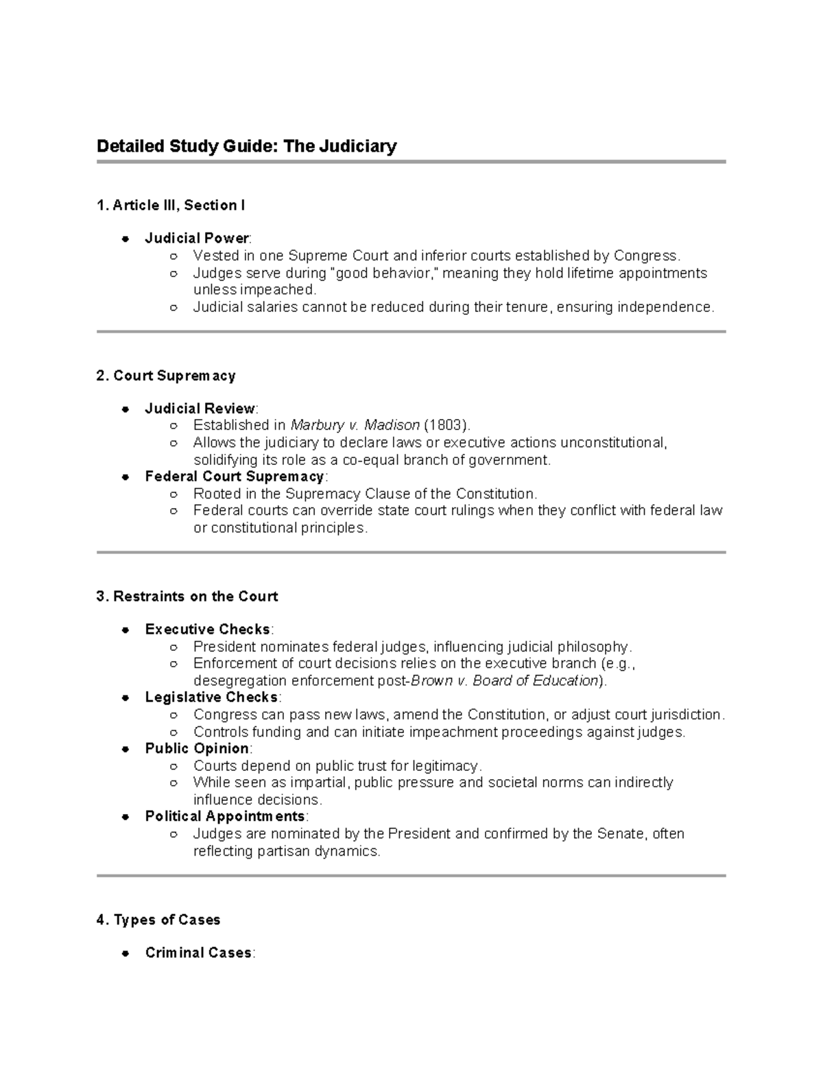 Judicial System Overview: Key Concepts and Issues (Final Exam Guide ...