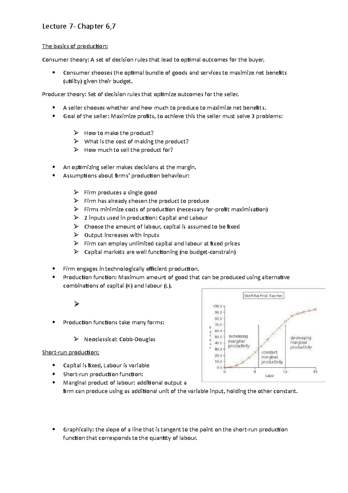 Lecture 7 Notes: Fundamentals of Production and Consumer Theory ...