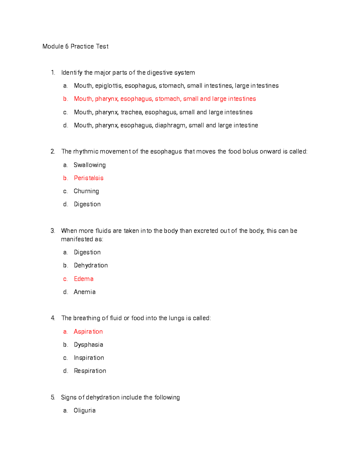 Module 6 Practice Test: Key Concepts in Digestion & Nutrition - Studocu