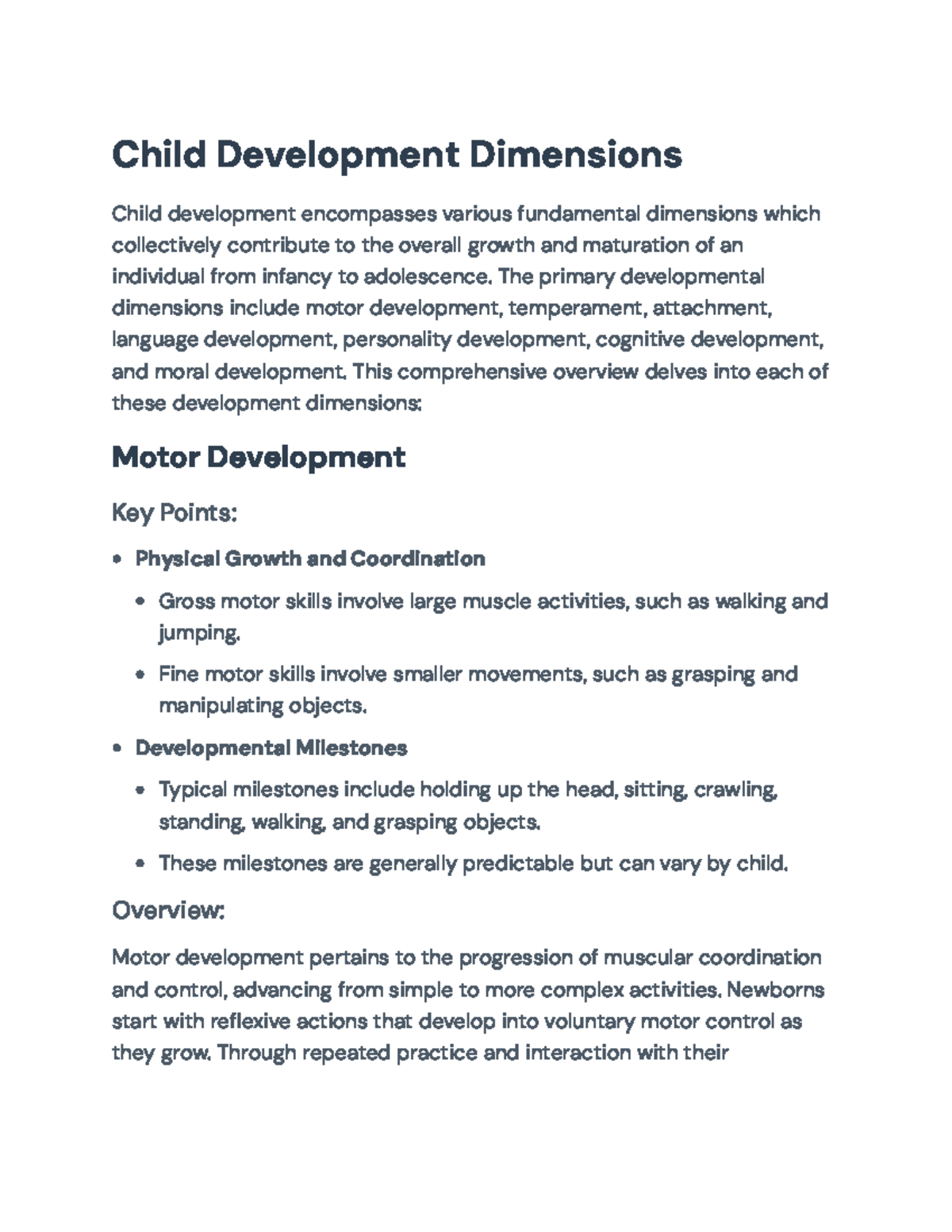 Comprehensive Overview of Child Development Dimensions - Child ...