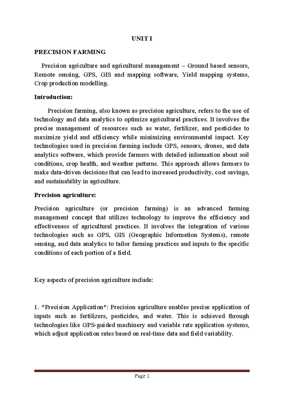 Precision Farming & Agricultural Management Insights - AI3021 - Studocu