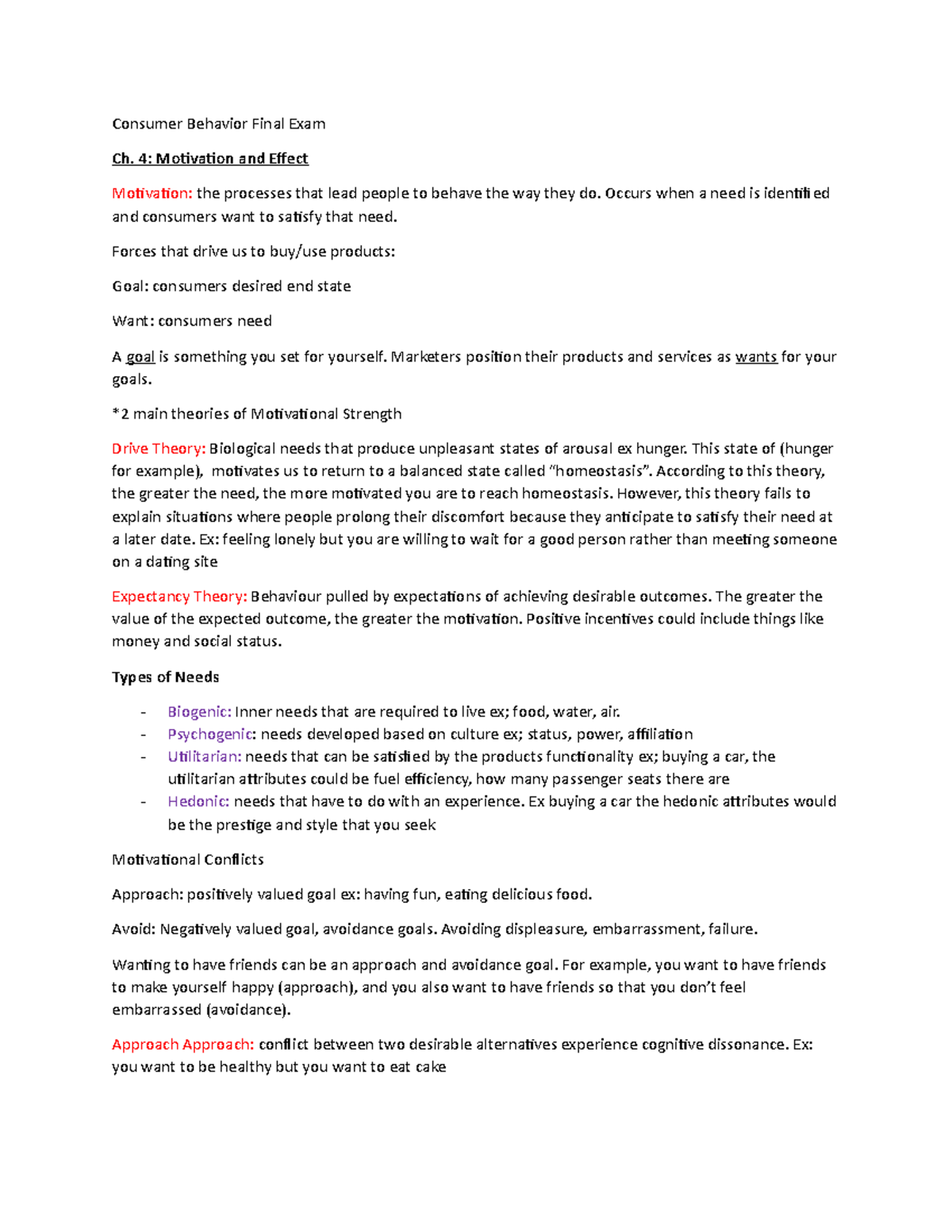 Consumer Behavior (CB) Final Exam Study Guide: Motivation & Attitudes ...