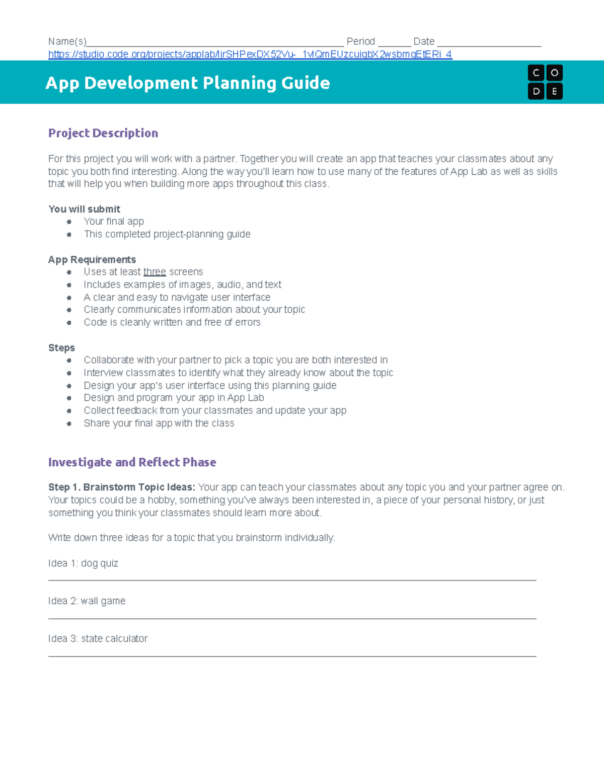 App Dev Planning Guide for Partners - Create Your Own App Project - Studocu