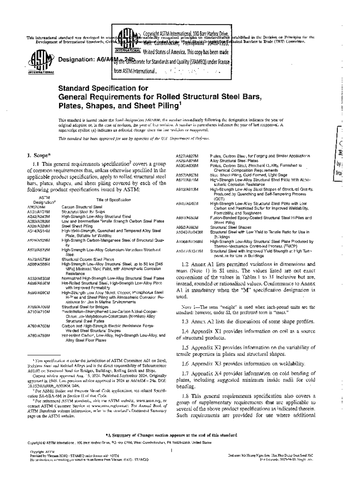 ASTM A6/A6M-24b Standard Specification for Structural Steel - Studocu
