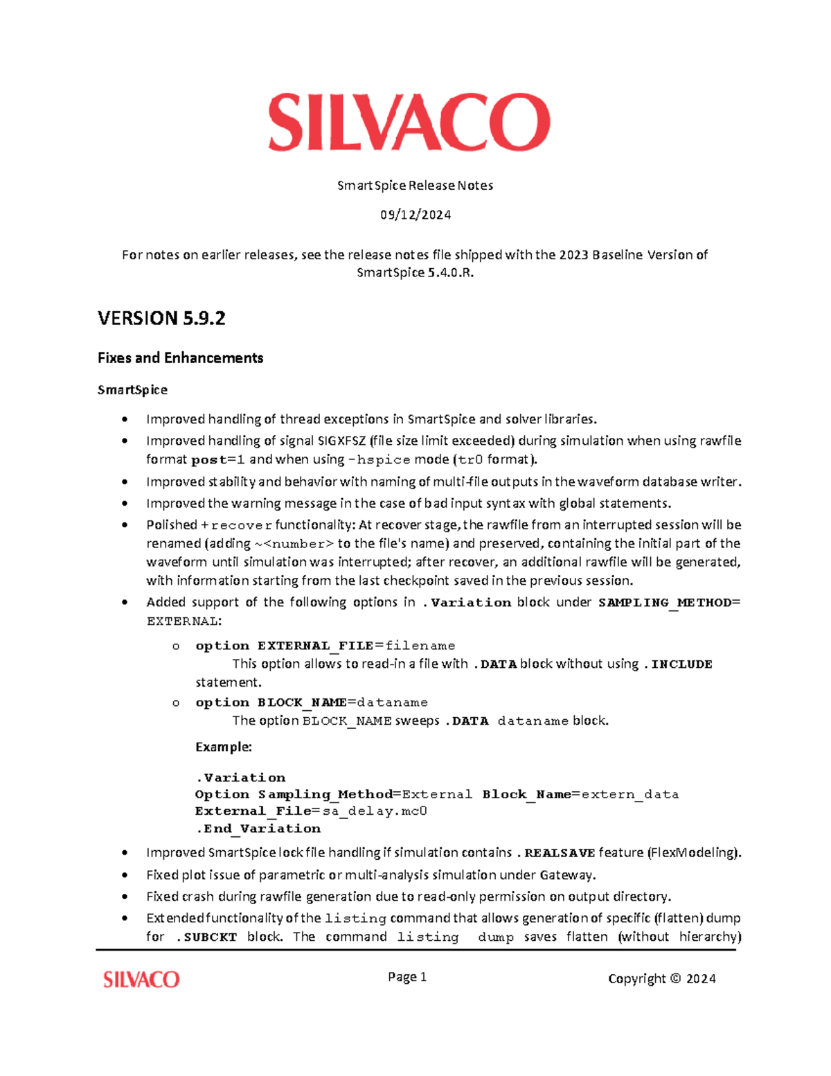 SmartSpice Release Notes 2024: Version 5.9.2 Enhancements & Fixes - Studocu