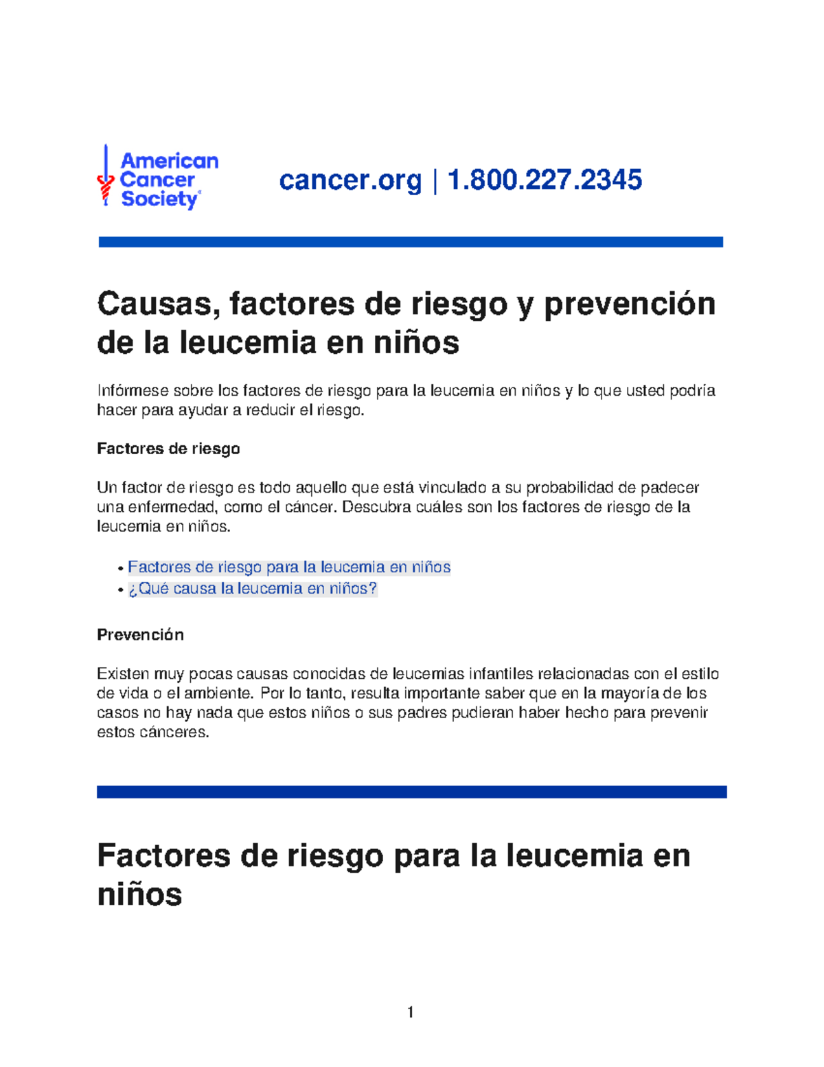 Leucemia - ,.ll,l - Factores de riesgo para la leucemia en niños cancer ...