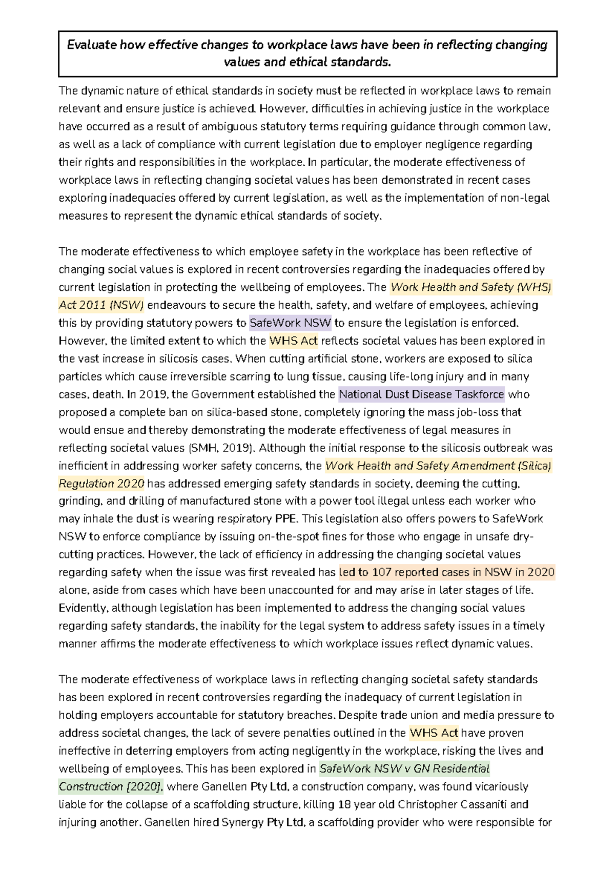 Workplace Law Essay: Evaluating Effectiveness of Legal Measures in ...