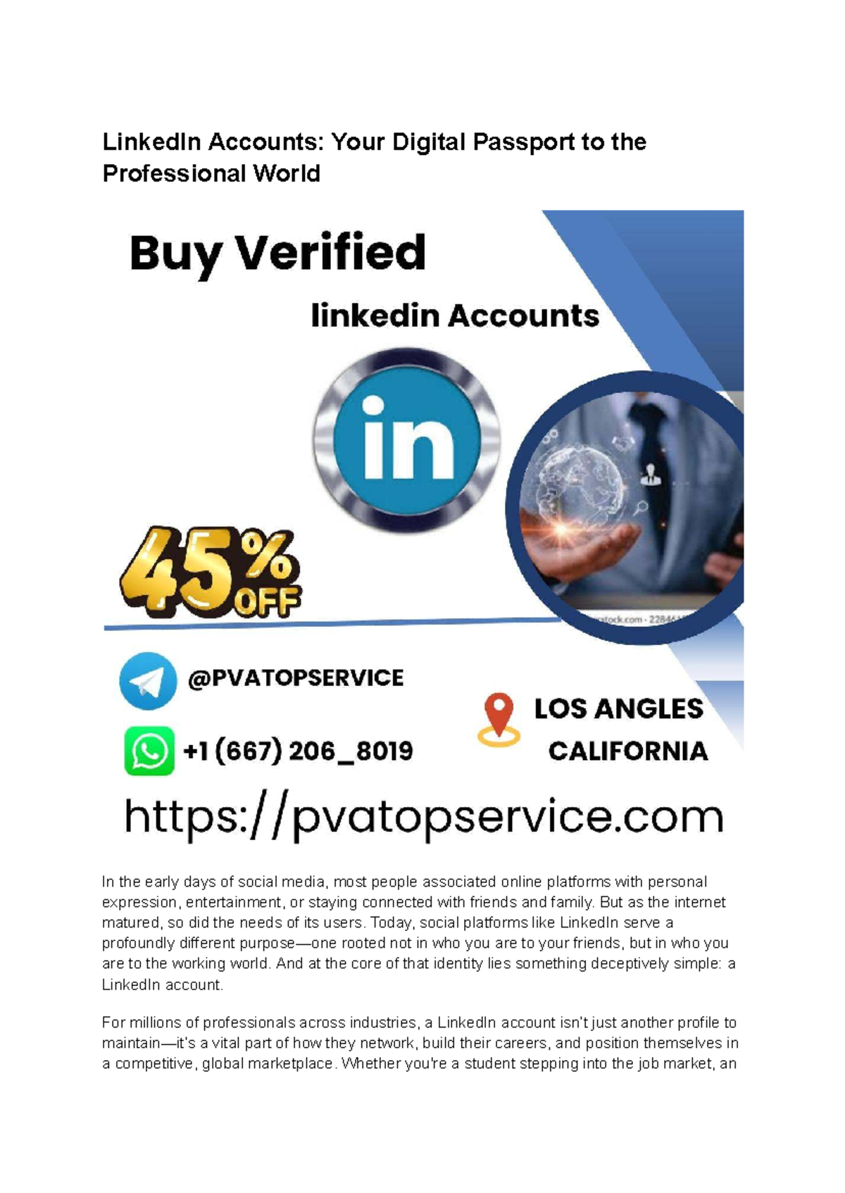 LinkedIn Accounts: Your Digital Passport to Professional Networking ...
